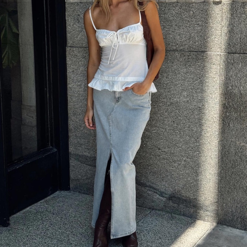 BATKINS MAXI SKIRT LIGHT WASH DENIM